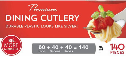 Berkley & Jensen Premium Dining Cutlery, Durable Plastic Looks Like Silver, 140 pc