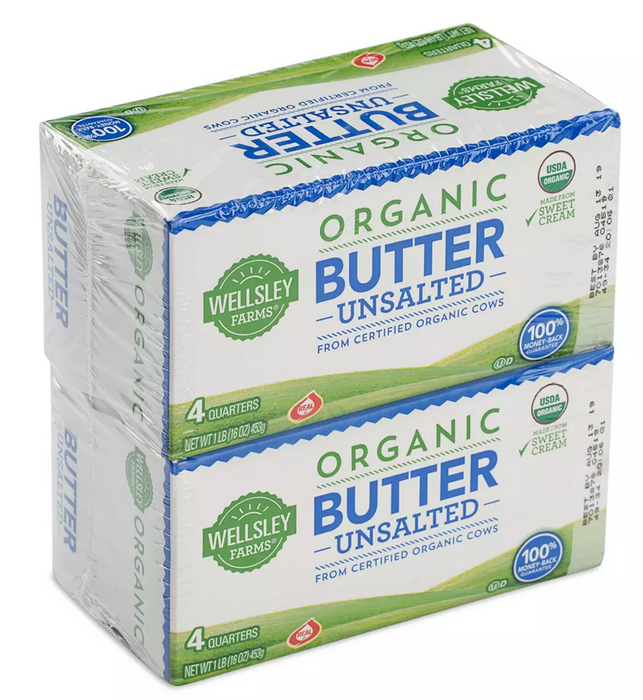 Wellsley Farms Organic Unsalted Butter, 2-Pack , 1 lbs