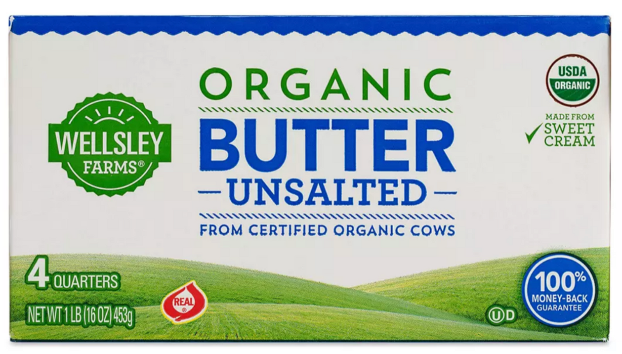 Wellsley Farms Organic Unsalted Butter, 2-Pack , 1 lbs