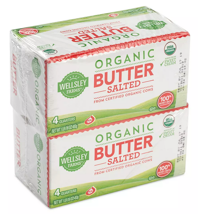 Wellsley Farms Organic Salted Butter, 2-Pack , 1 lbs