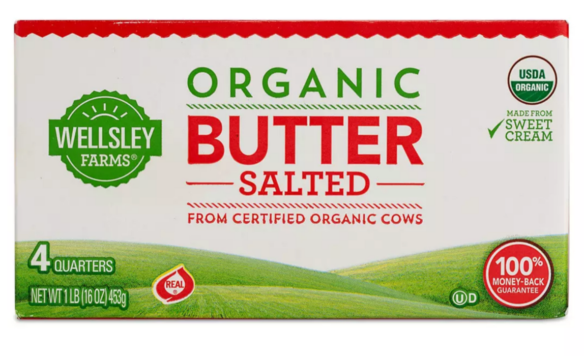 Wellsley Farms Organic Salted Butter, 2-Pack , 1 lbs