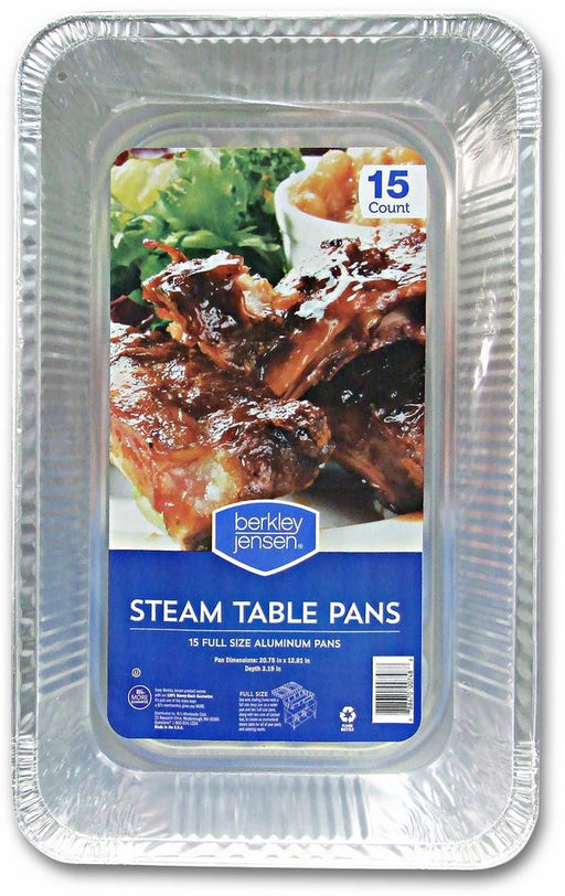 Berkley & Jensen Steam Table Pans, Full Size, 15 ct