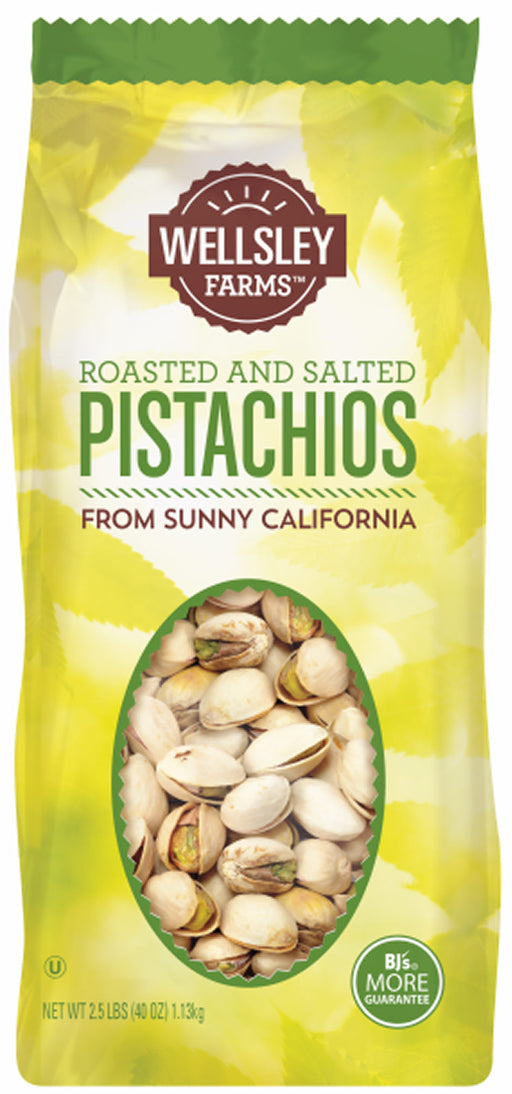 Wellsley Farms Roasted & Salted Pistachios, 40 oz