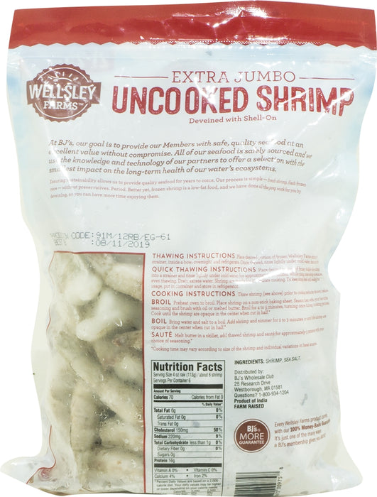 Wellsley Farms Extra Jumbo Uncooked Shrimp, 640 gr