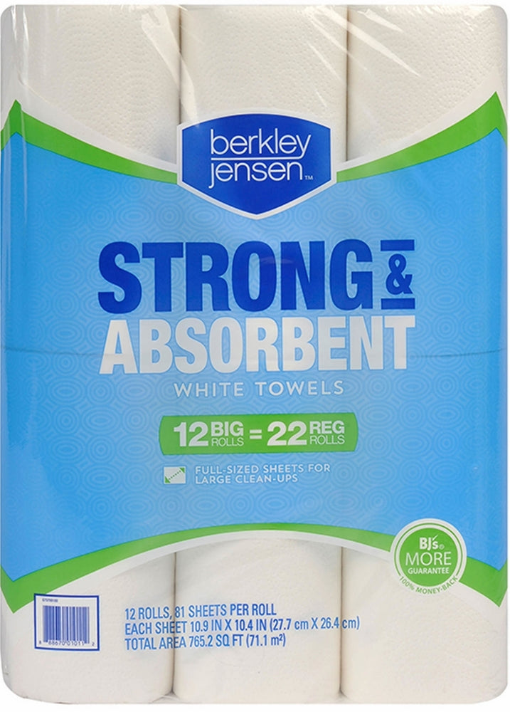 Berkley Jensen Full Sheet White Paper Towels, 12 ct