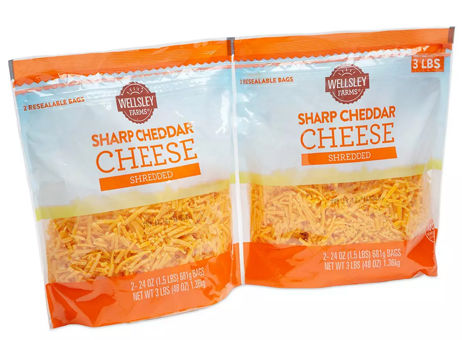 Wellsley Farms Sharp Cheddar Shredded Cheese, 2-Pack, 2 x 24 oz