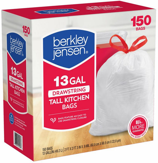 Berkley & Jensen Drawstring Tall Kitchen Bags, 13 Gallons, 150 ct