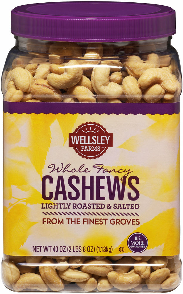 Wellsley Farms Whole Fancy Lightly Roasted & Salted Cashews, 40 oz