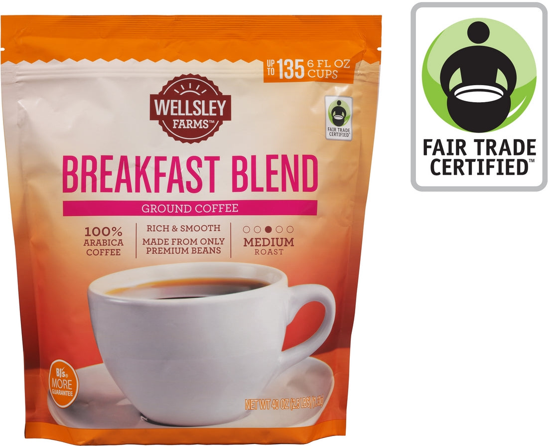 Wellsley Farms Breakfast Blend 100% Arabica Blend Coffee, Medium Roast, 40 oz