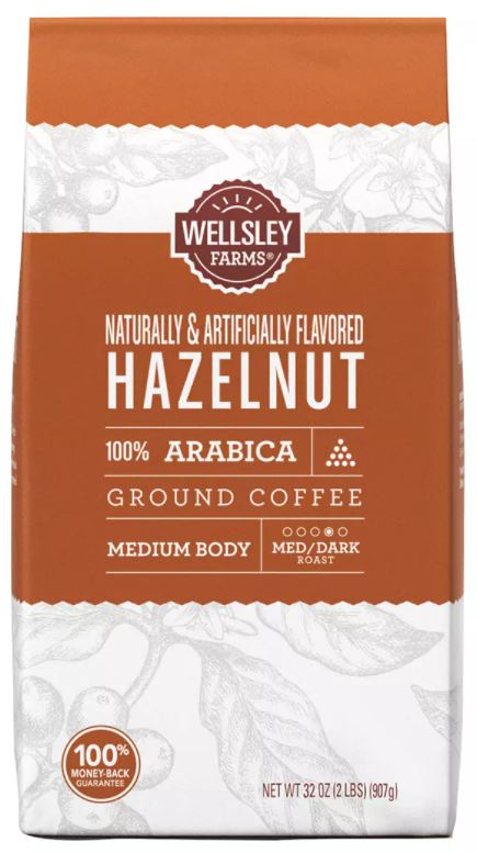 Wellsley Farms Hazelnut Ground Coffee, 100% Arabica , 32 oz