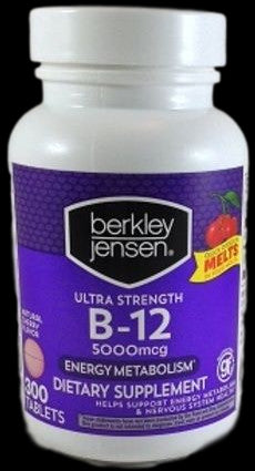 Berkley Jensen Ultra Strength  B-12 Energy Metabolism Tablets, 5000 mcg, 300 ct 