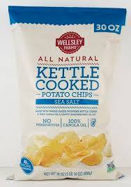 Wellsley Farms All Natural Kettle Cooked Potato Chips, Sea Salt, 30 oz