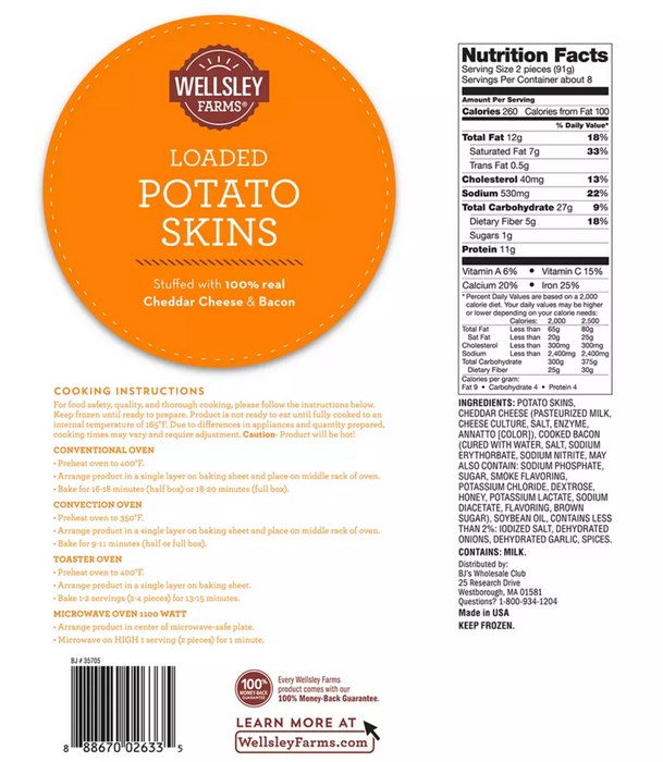 Wellsley Farms Loaded Potato Skins , 2 lbs