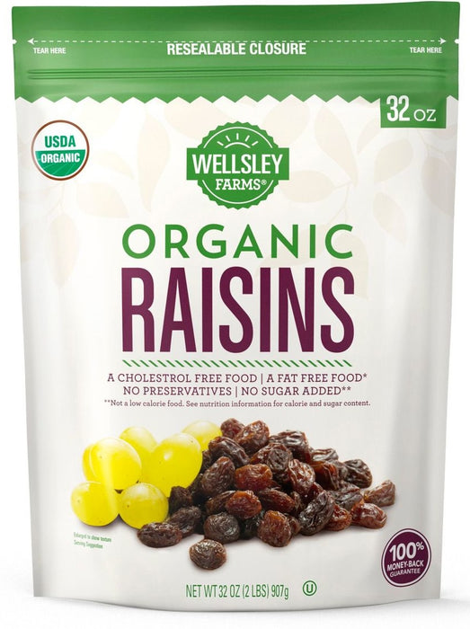 Wellsley Farms Organic Raisins, 907 gr