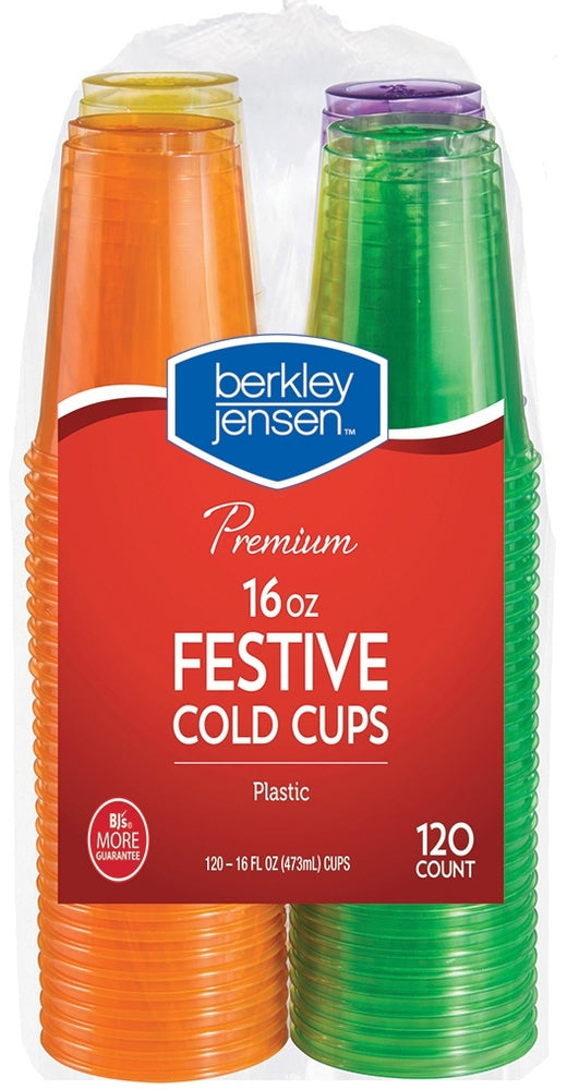 Berkley Jensen 16 oz Festive Plastic Cups, Multi Color, 120 ct