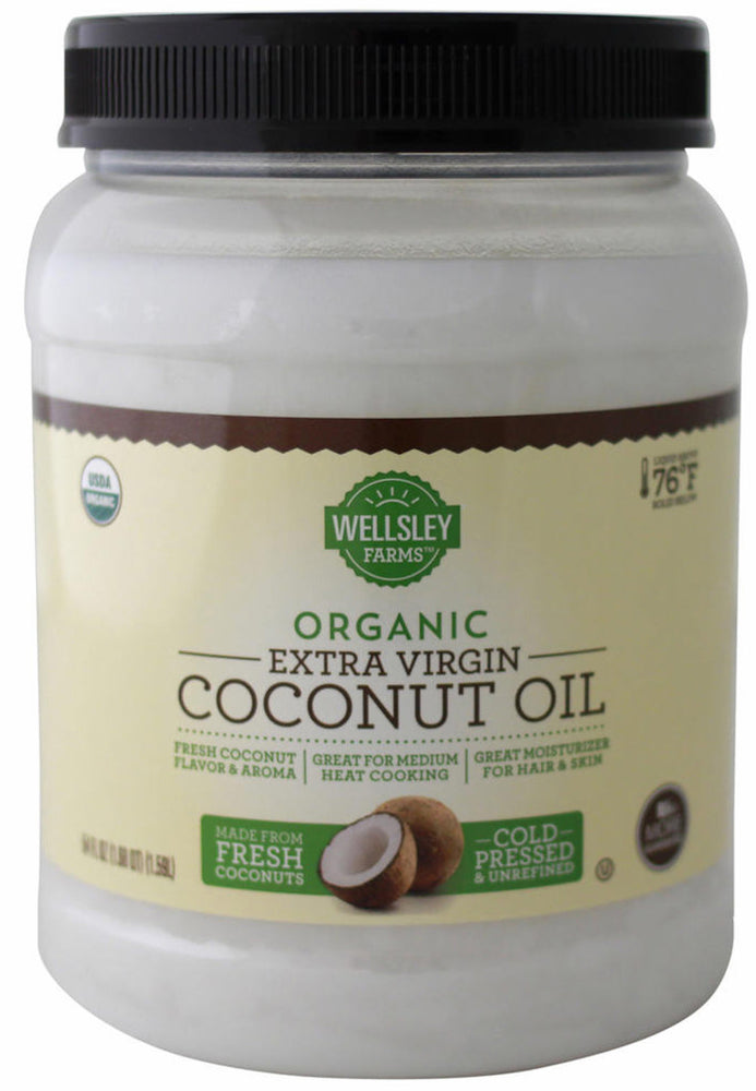 Wellsley Farms Coconut Oil, Organic, Extra Virgin, 54 oz
