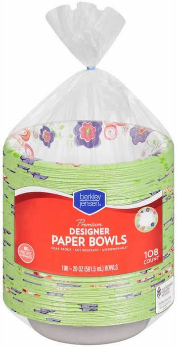 Berkley Jensen 20 oz Designer Paper Bowls, 108 ct