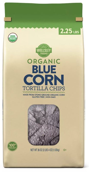 Wellsley Farms Organic Blue Corn Tortilla Chips, 36 oz