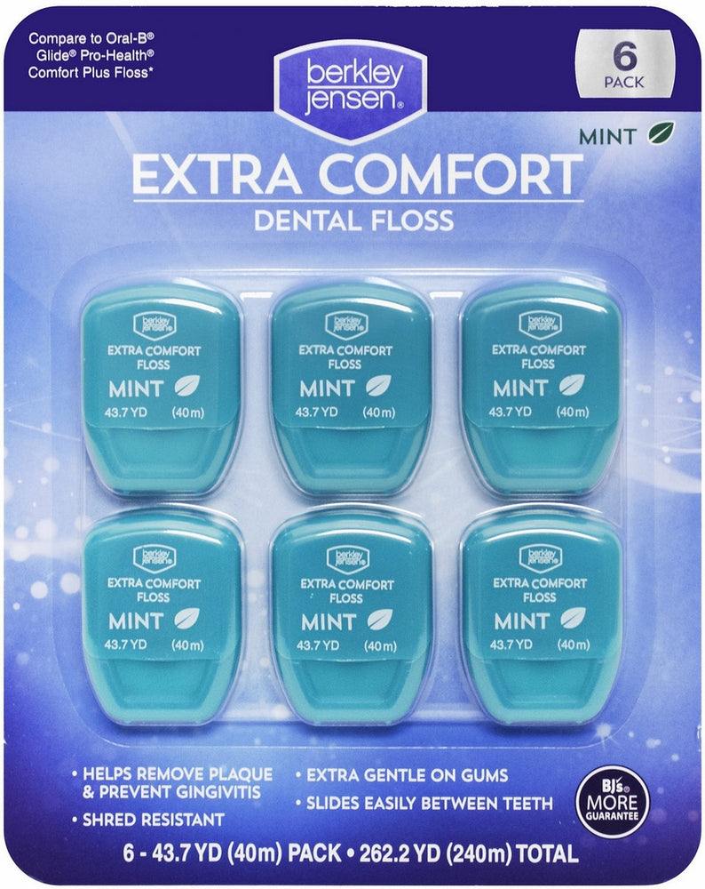 Berkley Jensen Extra Comfort Dental Floss, Mint Flavor, 6 ct