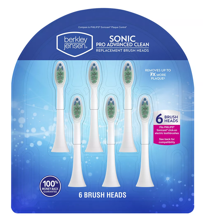 Berkley Jensen Sonic Pro Advanced Clean Replacement Brush Heads , 6 ct