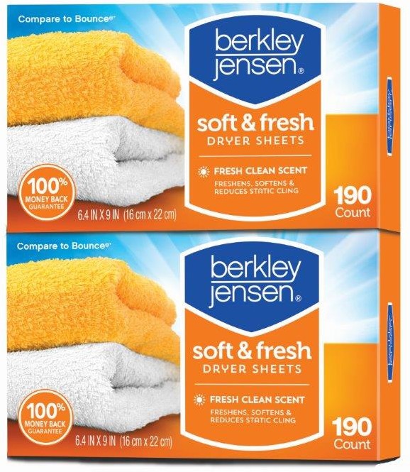 Berkley Jensen Soft & Fresh Dryer Sheets, Value Pack, 2 x 190 ct