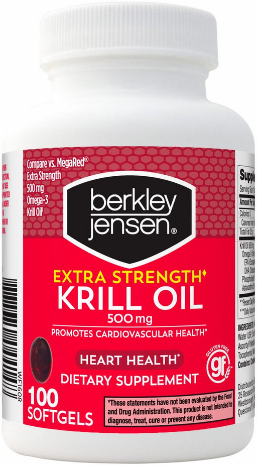 Berkley Jensen Extra Strength Krill Oil Softgels, 500 mg, 100 ct