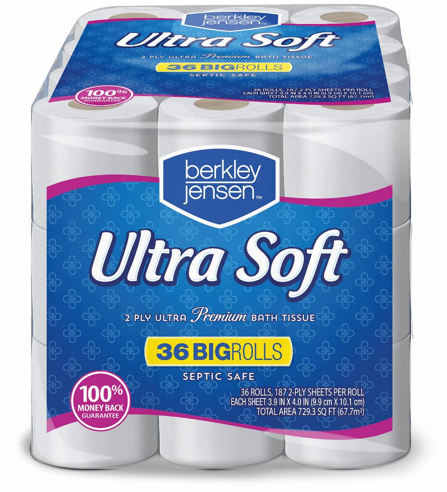 Berkley Jensen Ultra Soft Septic safe, Bathroom Tissue, 187 2-ply sheets, 36 rolls