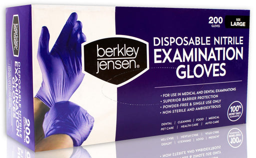 Berkley Jensen Disposable Nitrile Examination Gloves, Size L, 200 ct