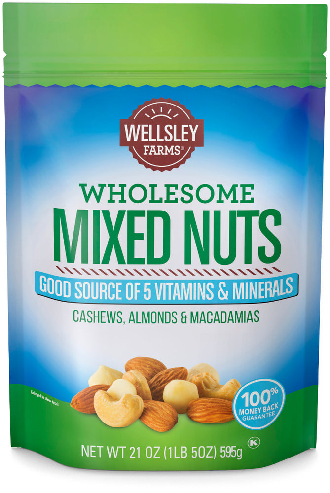 Wellsley Farms Wholesome Mixed Nuts, Cashews Almonds & Macadamians, 21 oz (595 gr)