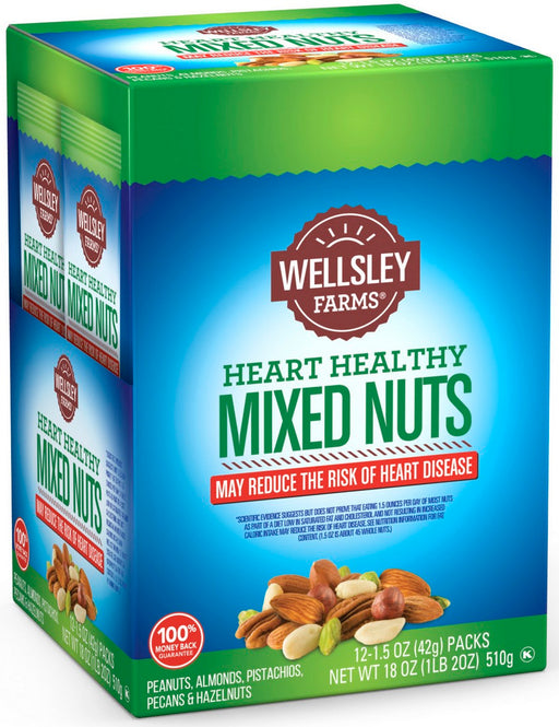 Wellsley Farms Heart Healthy Mixed Nuts, 12 x 1.5 oz