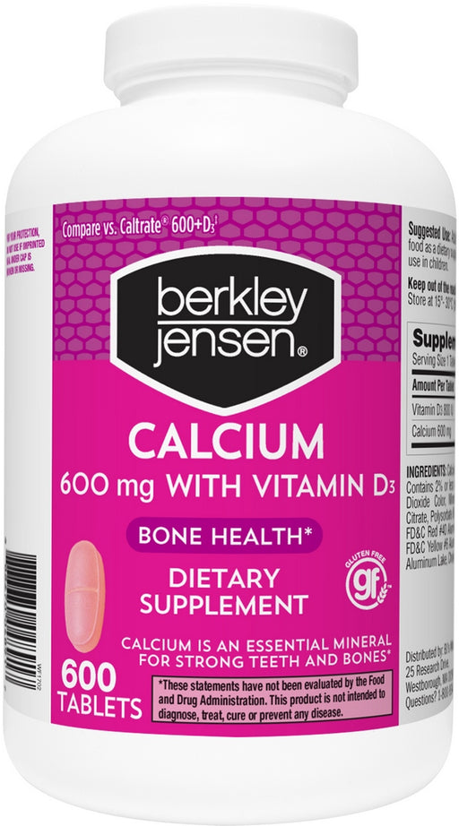 Berkley Jensen 600mg Calcium with Vitamin D3 Dietary Supplement Tablets, 600 ct