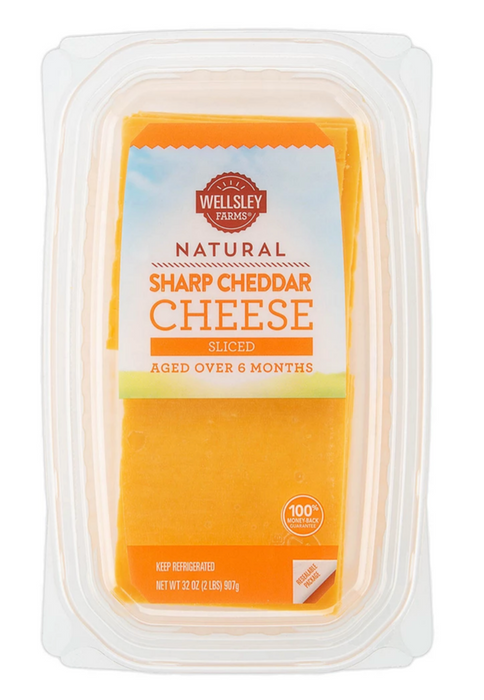 Wellsley Farms Sliced Sharp Cheddar Cheese , 32 oz