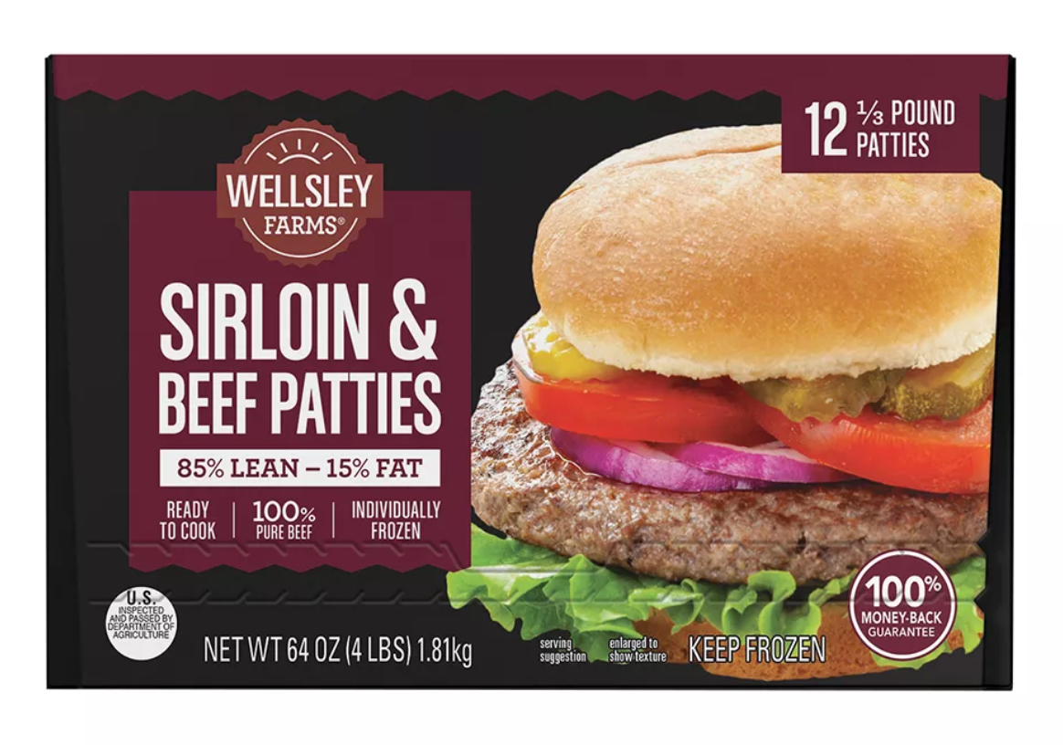 Wellsley Farms Sirloin & Beef Patties, 12Pack , 12 x 5.3 oz —