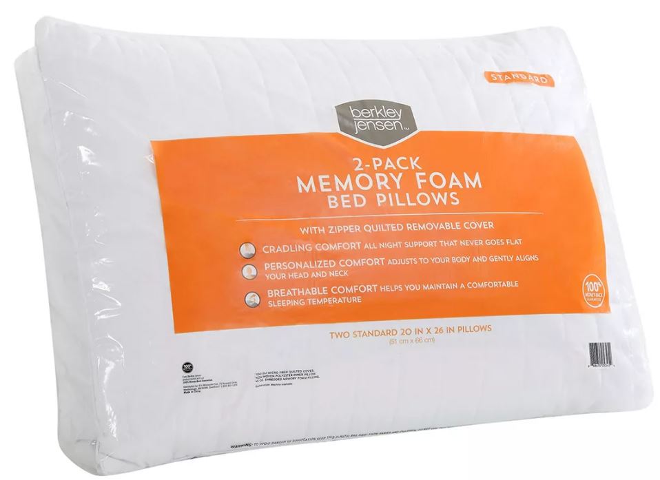 Berkley Jensen Memory Bed Pillows, 2-Pack, 2 ct