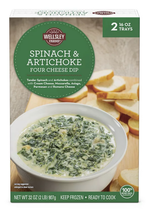 Wellsley Farms Spinach & Artichoke Four Cheese Dip, 2-Pack, 2 x 16 oz