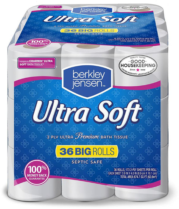 Berkley Jensen Ultra Soft 173 Sheet 2-Ply Bath Tissue, 36 ct