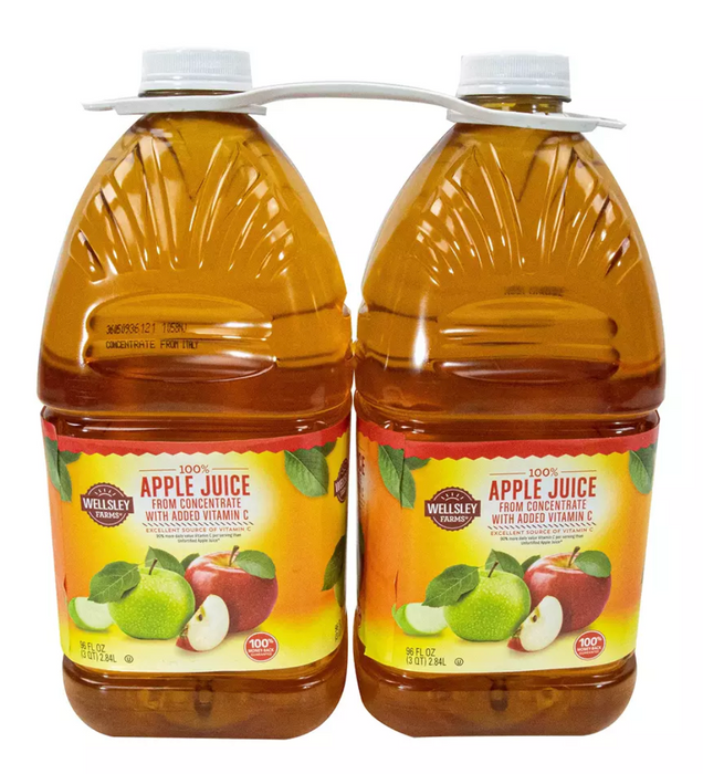 Welllsey Farms Apple Juice, 2-Pack, 2 x 96 oz