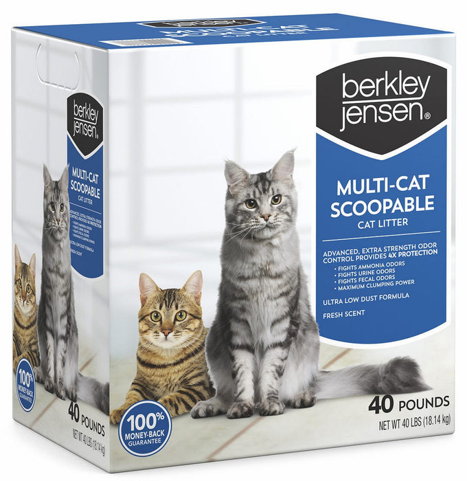 Berkley Jensen Multi-Cat Scoopable Cat Litter, Fresh Scent, 40 lbs