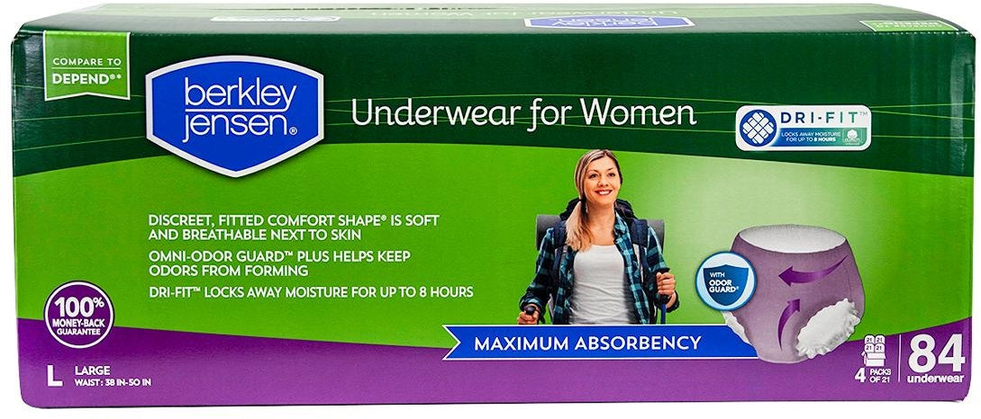 Berkley Jensen Incontinence Underwear For Women, Size Large, 84 ct