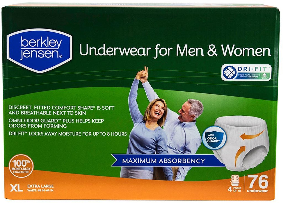 Berkley Jensen Underwear For Men & Women, Size XL, 76 ct