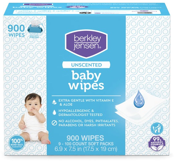 Berkley Jensen Unscented Baby Wipes, 900 ct