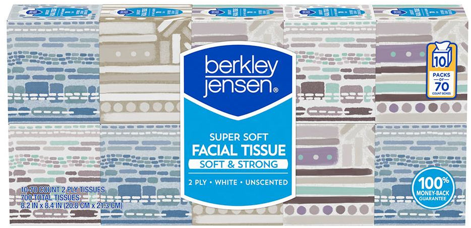 Berkley Jensen Super Soft Facial Tissue 2-Ply, Value Pack, 10 x 70 ct