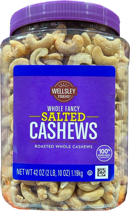 Wellsley Farms Salted Whole Cashews , 42 oz