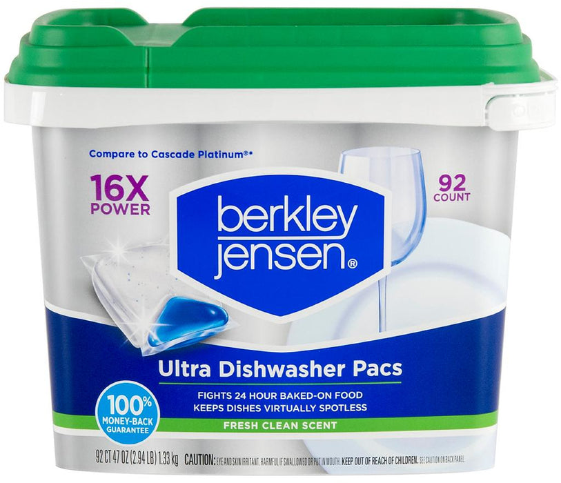 Berkley Jensen Ultra Dishwasher Pacs, Fresh Clean Scent, 92 ct