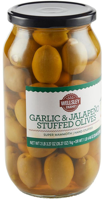 Wellsley Farms Garlic & Jalapeño Stuffed Olives, 35 oz