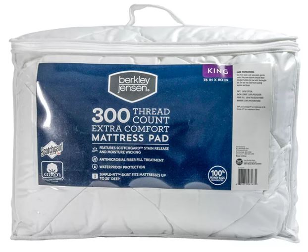 Berkley Jensen Extra Comfort Waterproof Matress Pad, King-Size , 1 pc