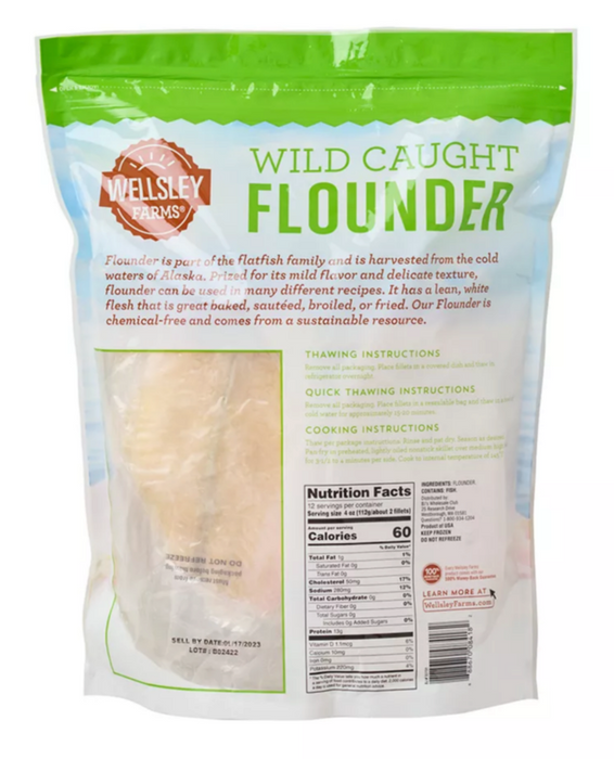 Wellsley Farms Wild-Caught Flounder Fillet , 3 lbs