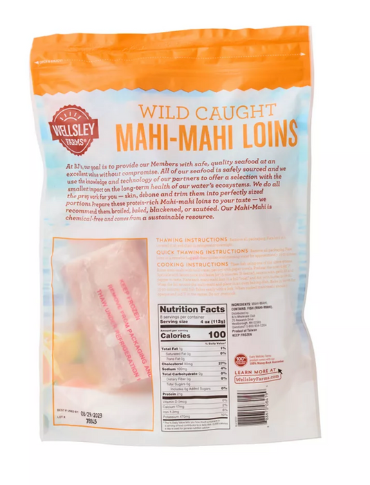 Wellsley Farms Frozen Wild-Caught Mahi-Mahi Loins , 2 lbs