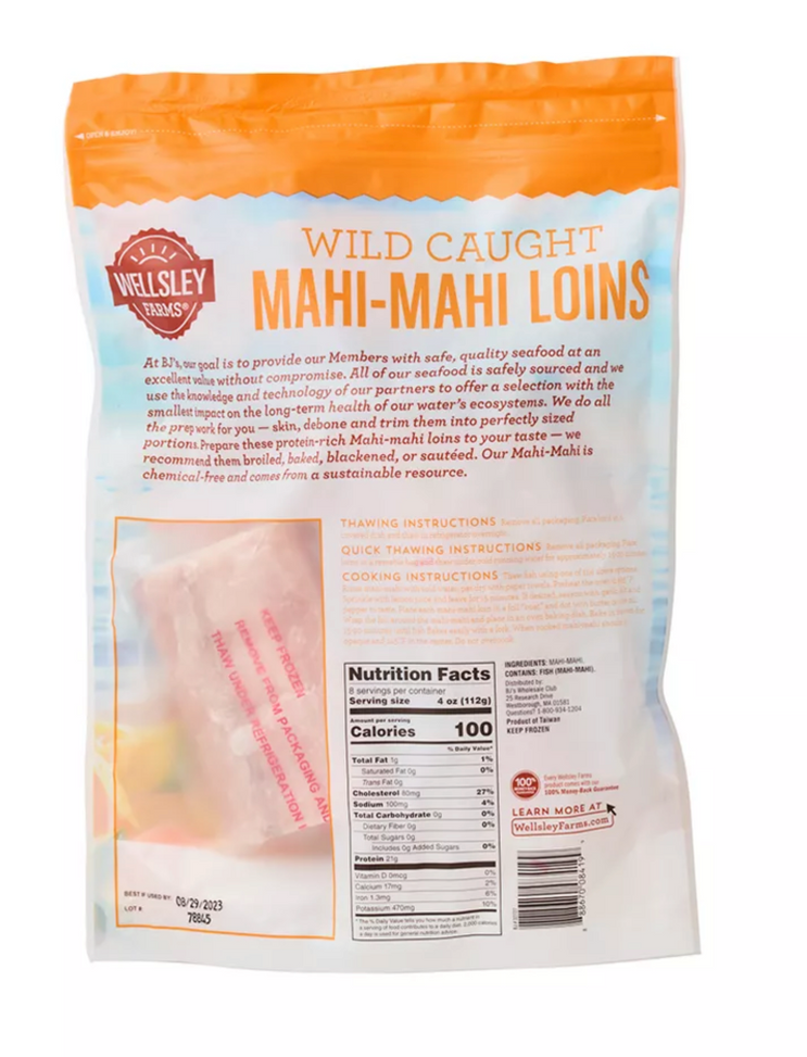 Wellsley Farms Frozen WildCaught MahiMahi Loins , 2 lbs —