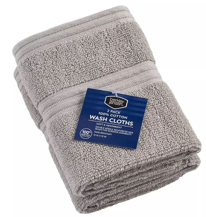 Berkley Jensen Wash Cloths, 2-Pack, Gray , 2 ct